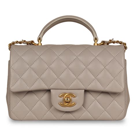 grey chanel flap bag|Chanel top handle bag small.